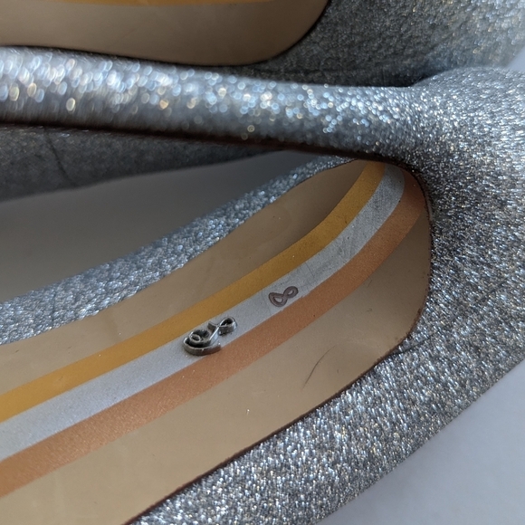 Sam Edelman Deela Pointed Toe Mesh Bow Stiletto Heel Scallop Upper Glitter sz 10 - Picture 9 of 13